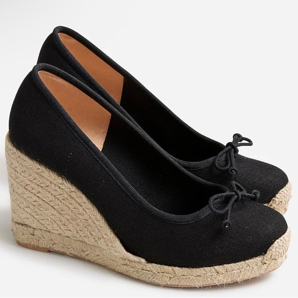 J. Crew NWT Seville Made-in-Spain Espadrille Wedges - Black‎